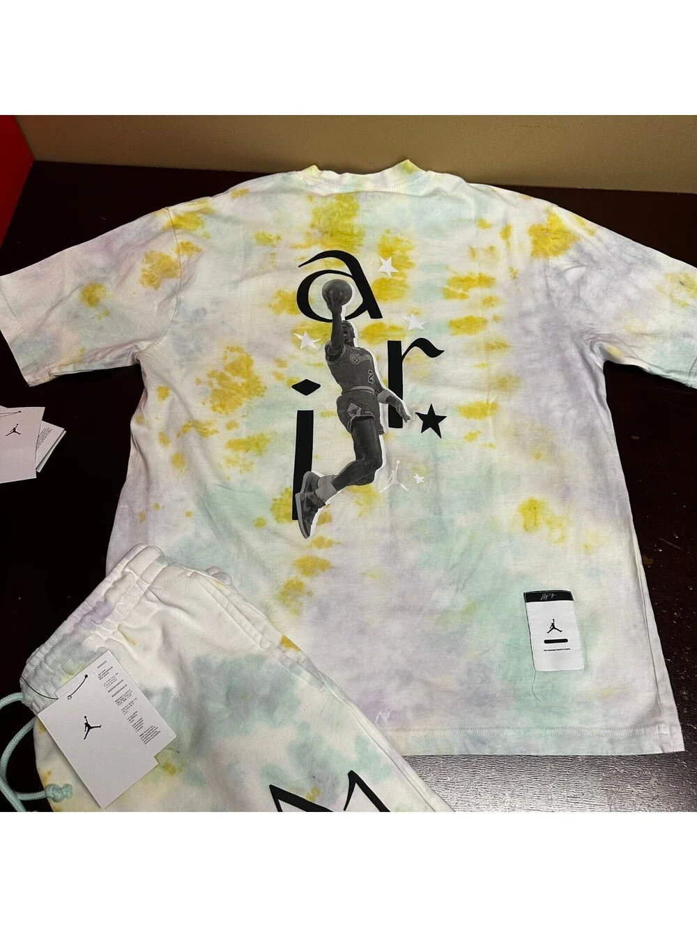 Jordan Mens Multicolor Tie Dye Pullover T Shirt & Shorts Set Size M L XL